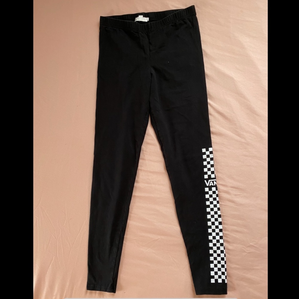 VANS checkerboard leggings, lightly used, size S